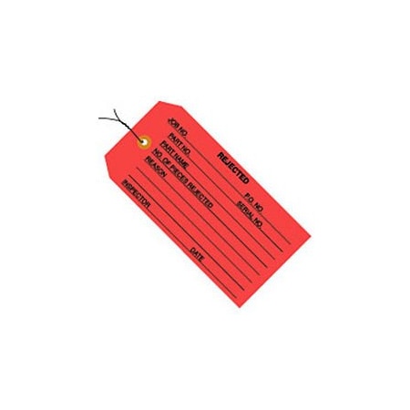 Box Packaging Inspection Tag Rejected Pre WiredNo 5 4-3/4L x 2-3/8W Red 1000/Pk G20033